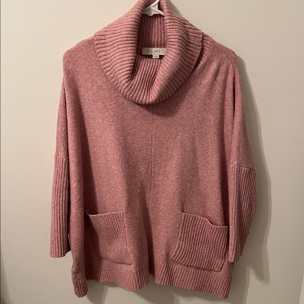 LOFT Rose Pink Cowl Neck Sweater